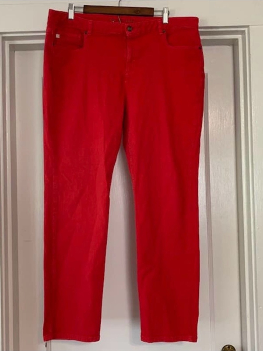 Michael Kors Red Stretch Jeans 18W Plus Size Straight Leg Denim High Rise